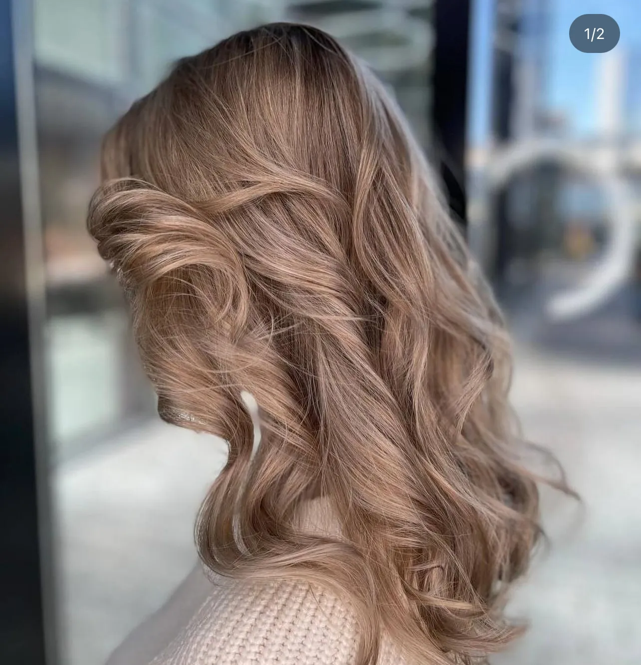Soft brown balayage with lighter, blended lengths